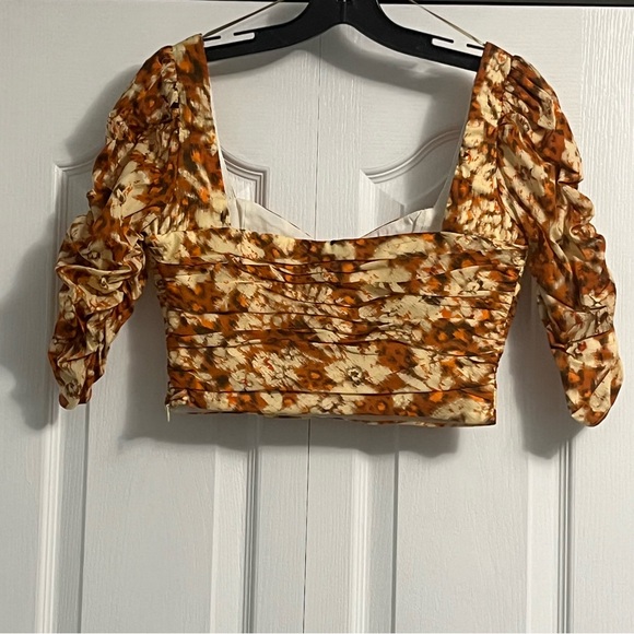 ZARA ruched floral print crop top NWT women’s size XS summer resort wear - Picture 5 of 11